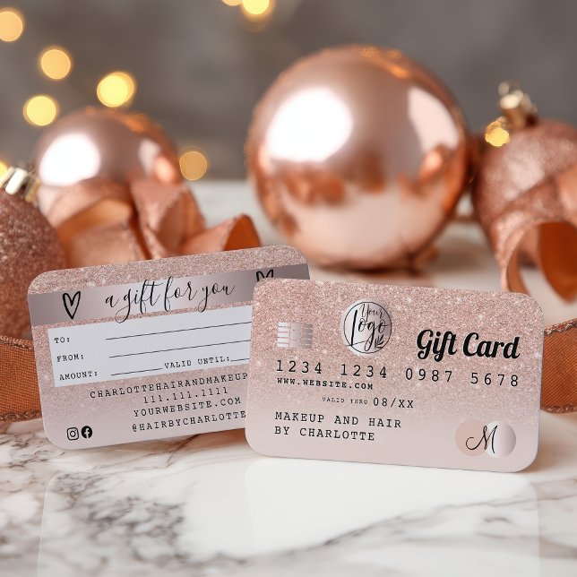 Credit card rose gold glitter ombre gift card (Credit card rose gold glitter ombre gift card)