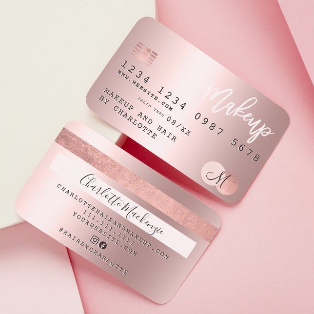 Credit card rose gold metallic foil hair monogram (Creator Uploaded)