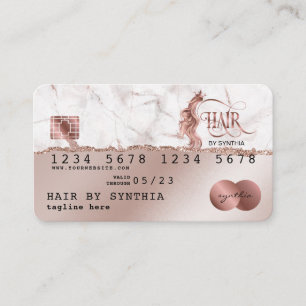 Credit Card Style RoseGold Hair Stylist Torn paper