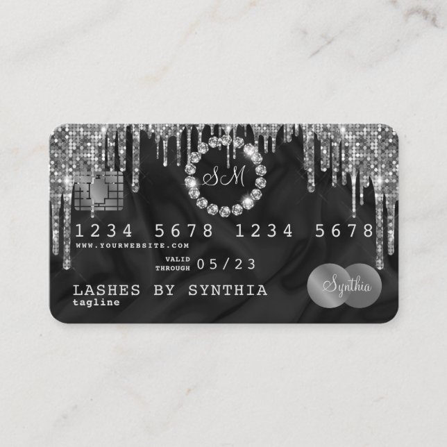 Credit Card Style Silver Diamond monogram (Front)