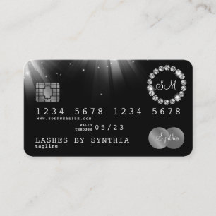 Credit Card Style Silver Diamond monogram