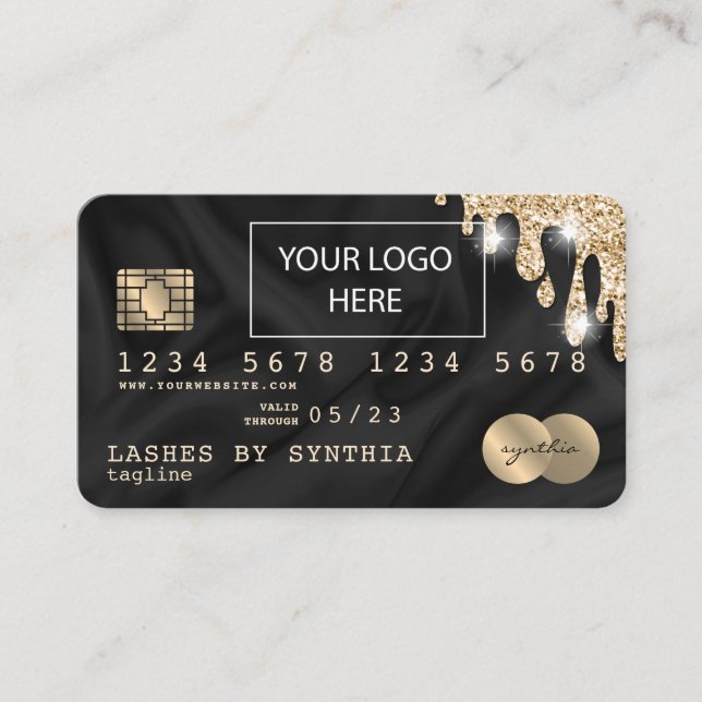 Credit Card Styled add your logo Drip Gold Silk (Front)