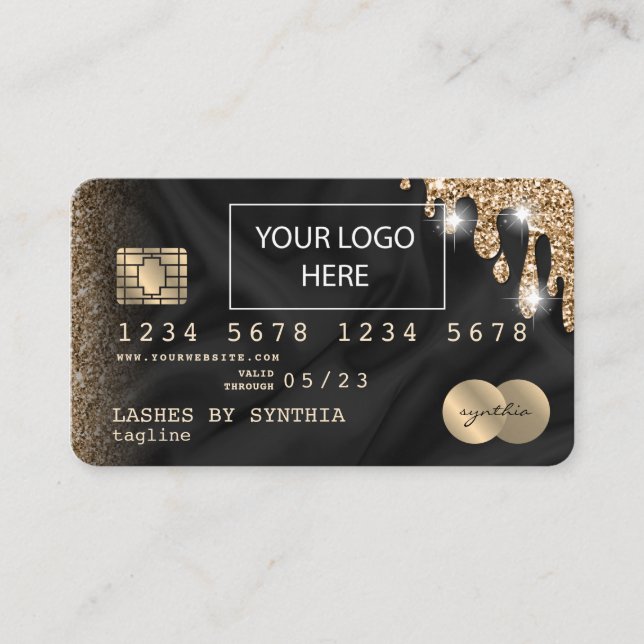 Credit Card Styled add your logo Drip Gold Silk (Front)