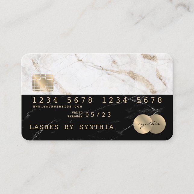 Credit Card Styled Black Marble  Gold (Front)