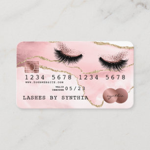 Credit Card Styled Blush Pink Agate Long Lashes