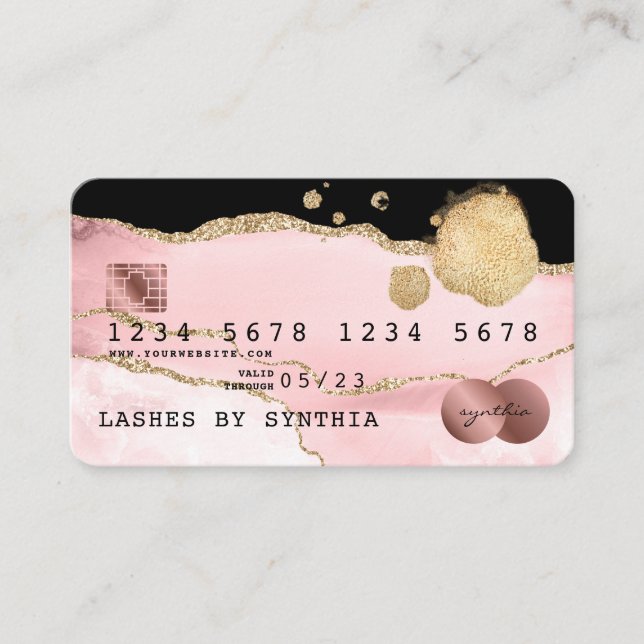 Credit Card Styled Blush Pink Agate Rose Gold (Front)