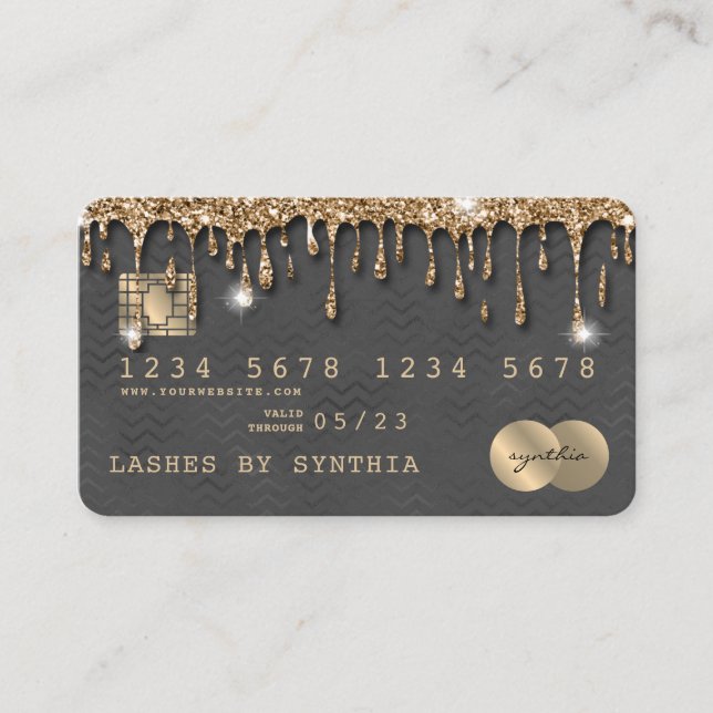 Credit Card Styled Dripping Gold Chevron (Front)