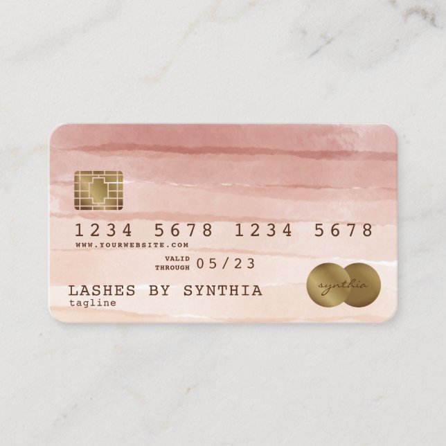 Credit Card Styled Dripping Gold dusty rose (Front)