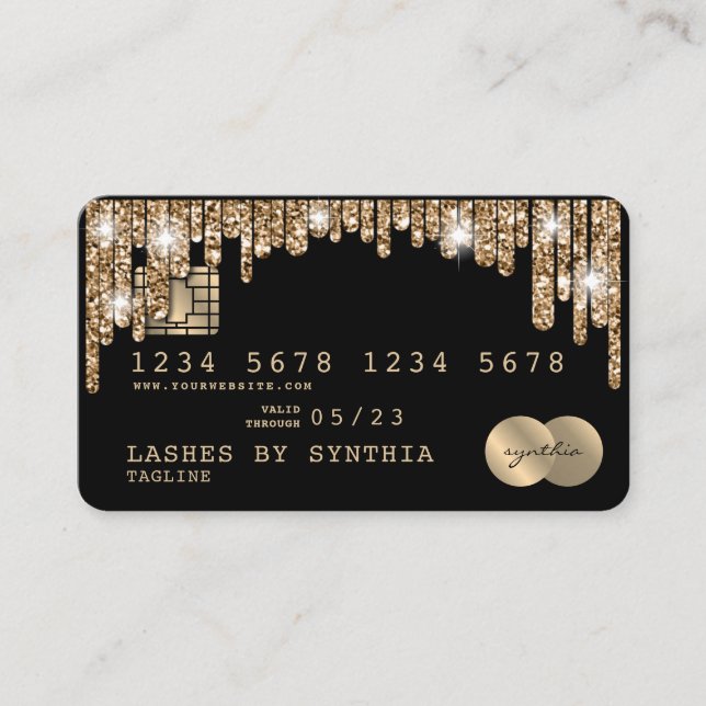 Credit Card Styled Dripping Gold glitter (Front)