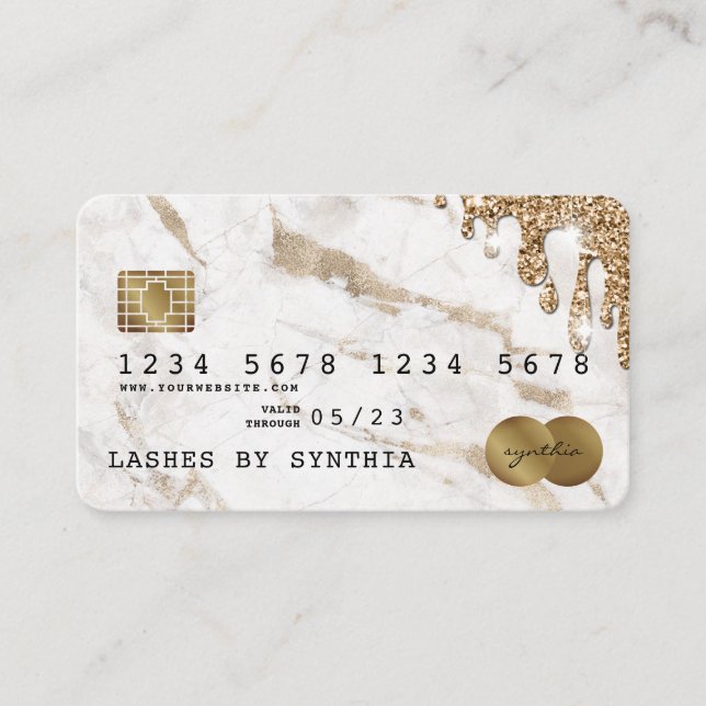 Credit Card Styled Dripping Gold Marble (Front)