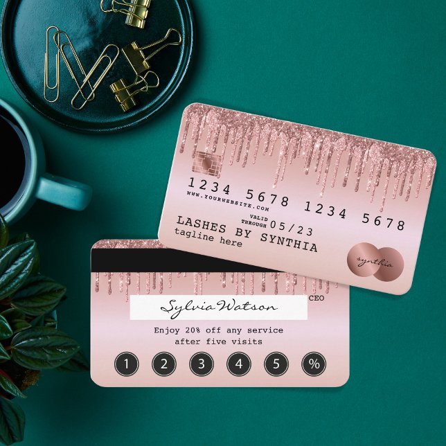 Credit Card Styled Dripping Rose Gold Loyalty card (Creator Uploaded)