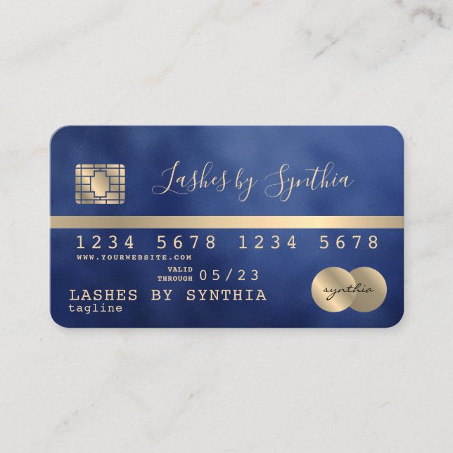 Credit Card Styled Gold and Navy add your name (Front)