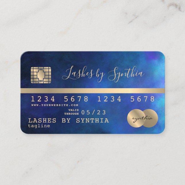 Credit Card Styled Gold and Navy add your name (Front)