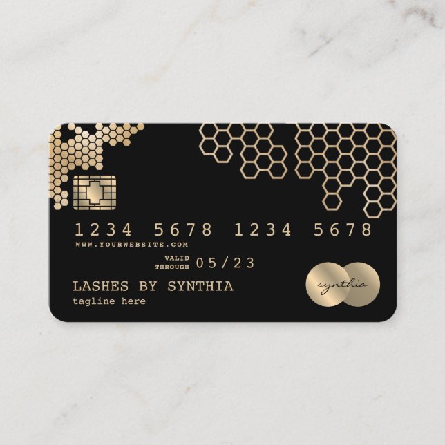 Credit Card Styled gold honeycomb feminine (Front)