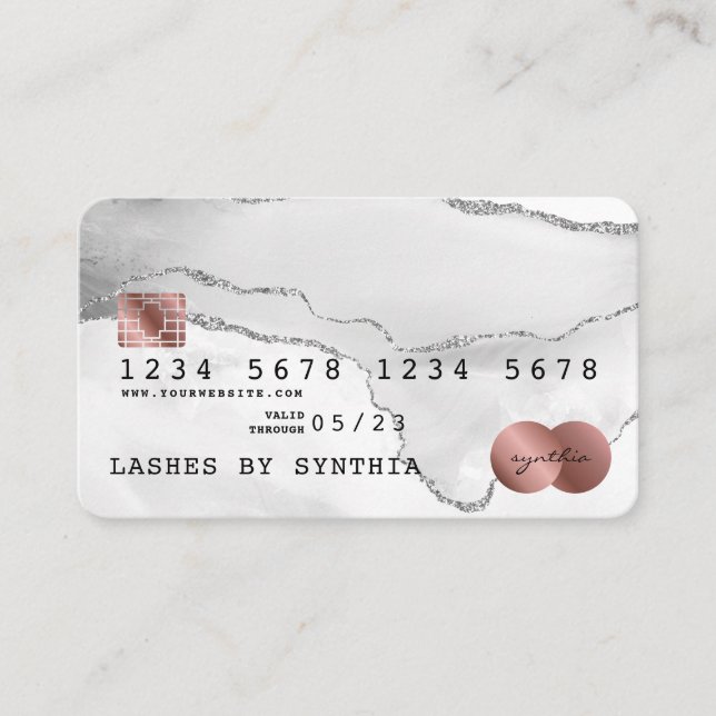 Credit Card Styled Grey Agate Rose Gold (Front)
