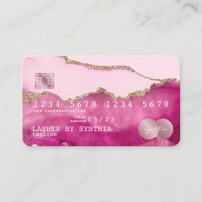 Credit Card Styled Pink Agate Gold Makeup (Front)
