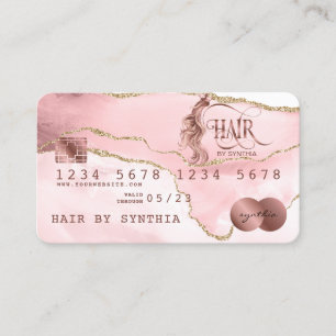 Credit Card Styled Rose Gold Agate Hair Stylist