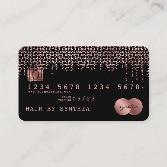 Credit Card Styled Rose Gold Confetti (Front)