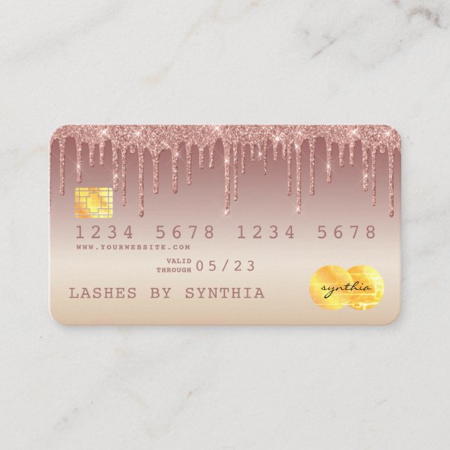 Credit Card Styled Rose Gold Dripping Gold (Front)