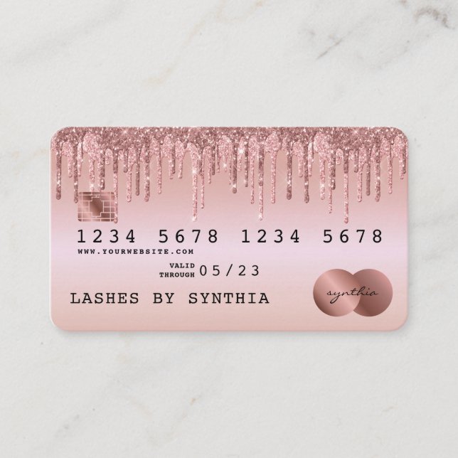 Credit Card Styled Rose Gold Dripping Gold (Front)