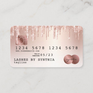 Credit Card Styled Rose Gold Glitter Drips