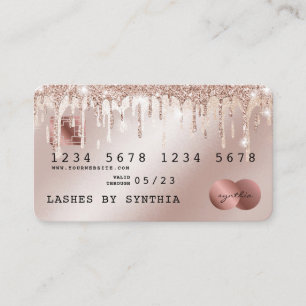 Credit Card Styled Rose Gold Glitter Drips