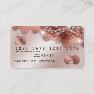 Credit Card Styled Rose Gold Glitter Drips