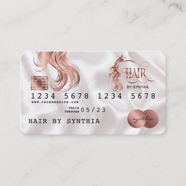 Credit Card Styled Rose Gold Hair Stylist (Front)