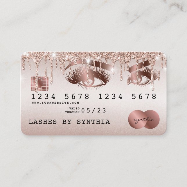 Credit Card Styled Rose Gold Long Lashes (Front)