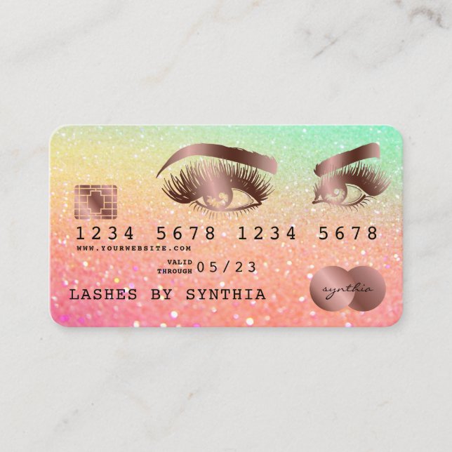 Credit Card Styled Rose Gold Long Lashes (Front)