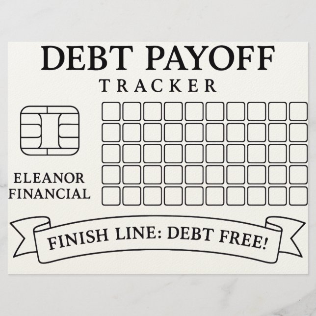 Credit Card Themed Debt Payoff Tracker Colour Shee Custom Letterhead (Front)