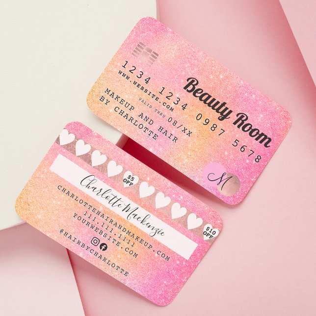 Credit card yellow pink glitter gradient loyalty (Creator Uploaded)