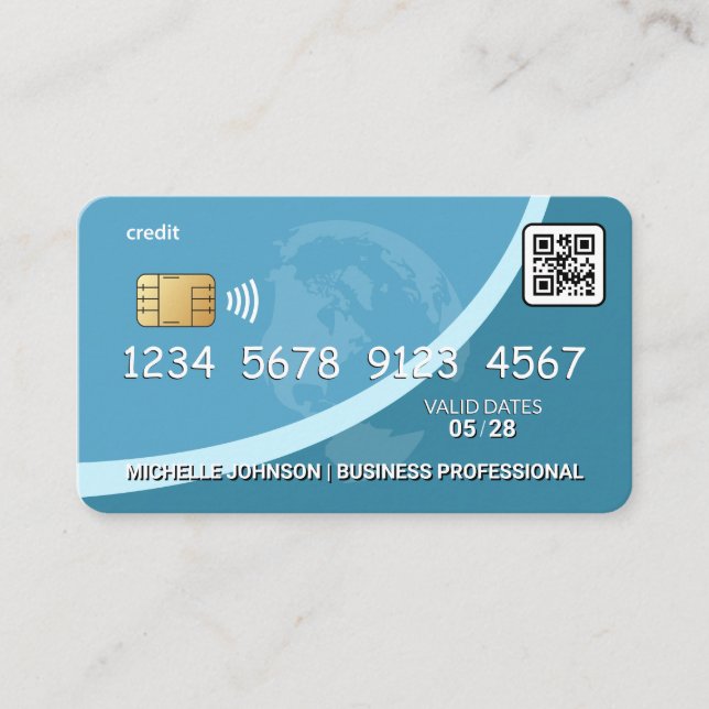 Credit | Debit Card | Blue | Global | QR Code (Front)