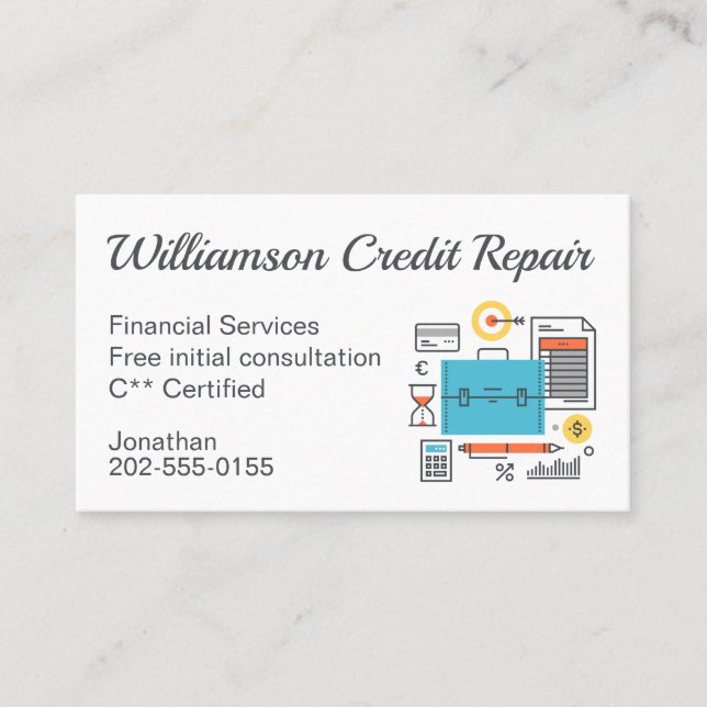 Credit Repair Finance Financial Advisor Business Card (Front)