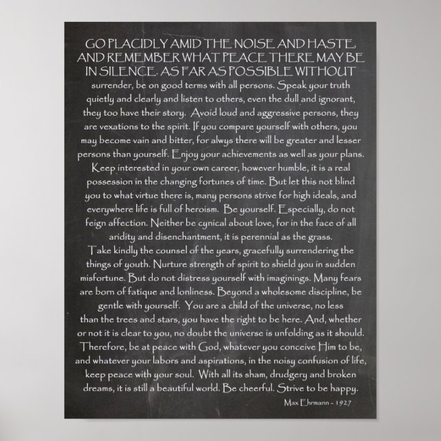 Credo For Life | Desired Things | Desiderata Poster (Front)