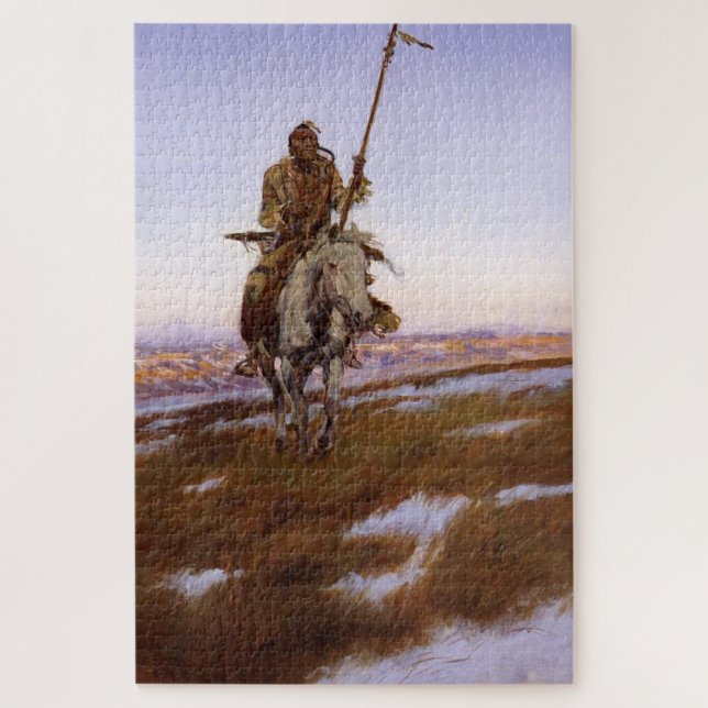 Cree Indian Charles M Russell  Native American Art Jigsaw Puzzle (Vertical)
