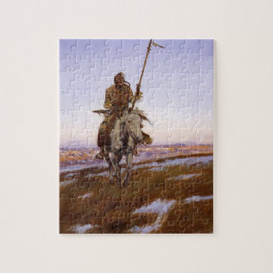Cree Indian Charles M Russell Native American Art Jigsaw Puzzle