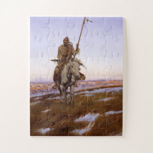 Cree Indian Charles M Russell Native American Art Jigsaw Puzzle