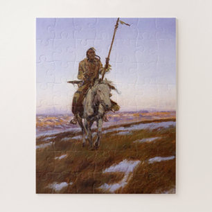 Cree Indian Charles M Russell  Native American Art Jigsaw Puzzle