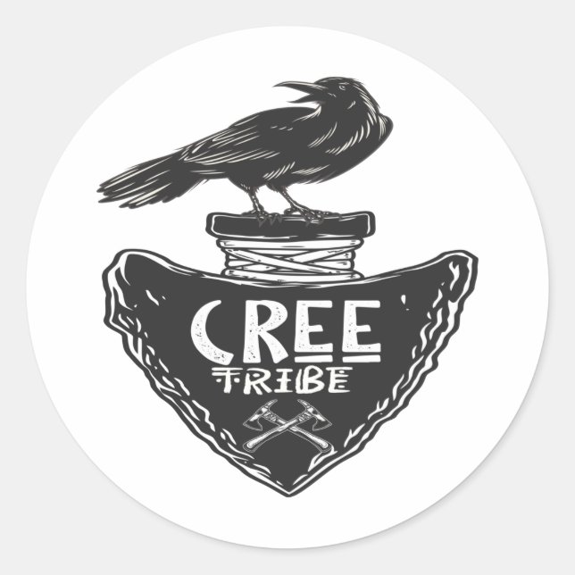 Cree tribe - Native American Raven Spirit Classic Round Sticker (Front)