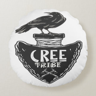 Cree tribe - Native American Raven Spirit Round Cushion