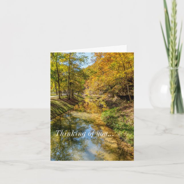 Creek Autumn Reflections Thinking Of You Card (Front)