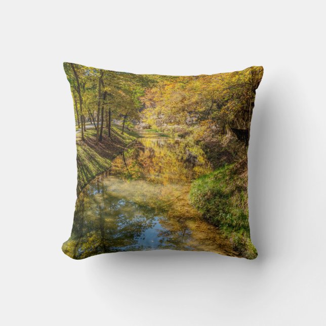 Creek Autumn Reflections Vertical Cushion (Front)