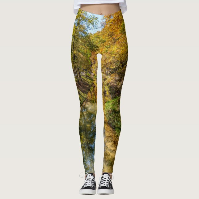 Creek Autumn Reflections Vertical Leggings (Front)