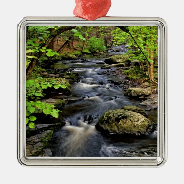 Creek flows through forest metal tree decoration (Front)