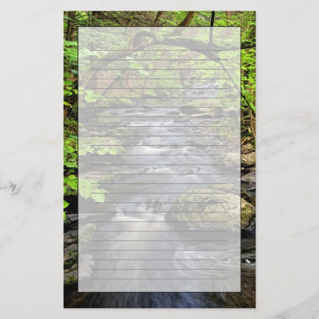 Creek flows through forest stationery (Front)