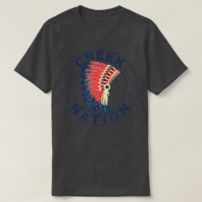 Creek Nation Headdress Proud Native American Creek T-Shirt (Design Front)