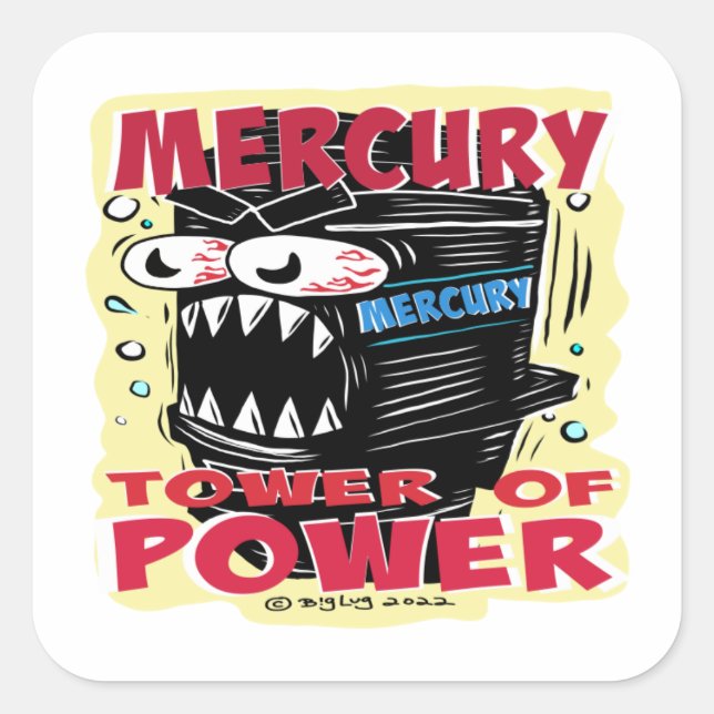 Creekrat Mercury Tower of Power Cartoon Stickers (Front)