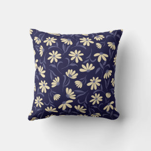 Creekside Daisy Throw Pillow Navy & Yellow