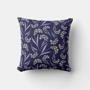 Creekside Floral Throw Pillow   Navy & Yellow